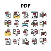 pdf conjunto de ícones de coleção de arquivos eletrônicos vetor