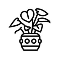 ilustração vetorial de ícone de linha de planta de casa de folhas verdes vetor
