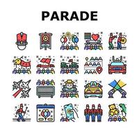 conjunto de ícones de evento de festival de celebração de desfile vetor