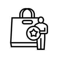 comprador recebendo ilustração vetorial de ícone de linha de saco de bônus vetor