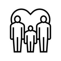 ilustração em vetor ícone de linha de adoção de casal gay do mesmo sexo