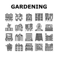 vetor de conjunto de ícones de coleção eco de jardinagem urbana