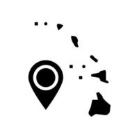 ilha hawaii mapa localização glifo ícone ilustração vetorial vetor
