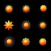 coleção de conjunto de ícones de sol realista vetor