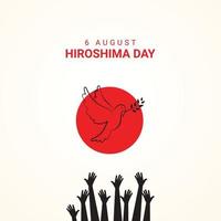 ilustração vetorial para 6 de agosto dia da lembrança de hiroshima do bombardeio atômico de hiroshima vetor