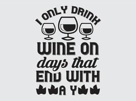 design de camiseta com citações de vinho vetor