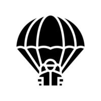 ilustração vetorial de ícone de glifo de soldado de pára-quedas vetor