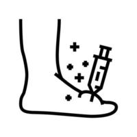 ilustração em vetor ícone de linha de gota de pé de tratamento de seringa
