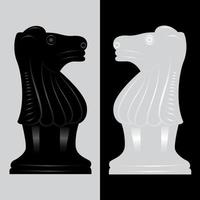 ilustração vetorial de peça de xadrez preto e branco de cavaleiro vetor