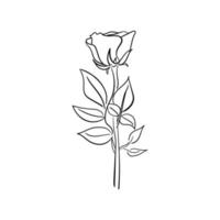 arte de linha desenhada à mão ilustração em vetor flor rosa