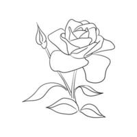 arte de linha desenhada à mão ilustração em vetor flor rosa