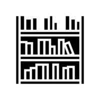 prateleira da biblioteca com ilustração vetorial de ícone de glifo de livros vetor