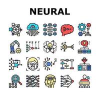 rede neural e conjunto de ícones de coleção ai vetor