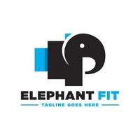 logotipo de ilustração de esportes de elefante com letra p vetor