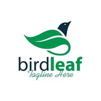 design de logotipo de ilustração de pássaro de folha verde vetor