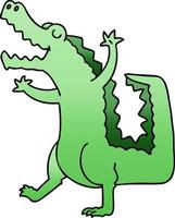crocodilo de desenho animado com gradiente peculiar vetor