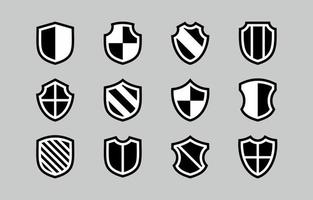 coleção de ícones de cores em negrito em forma de escudo vetor