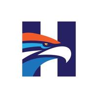 letra h logotipo inicial com modelo de vetor de cabeça de águia