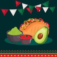 celebração mexicana com tacos vetor