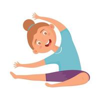 menina sorrindo praticando ioga vetor