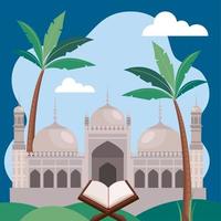 mesquita e livro do Alcorão vetor