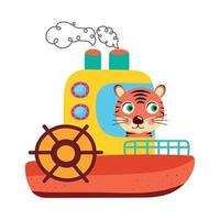 tigre no navio vetor