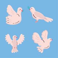 quatro pombas da paz animais vetor