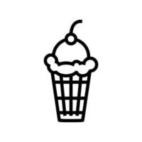 ilustração vetorial de ícone de linha de sorvete de cereja vetor