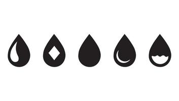ícone de gota de água, ícones de gota de água definir estilo plano preto sobre fundo branco vetor