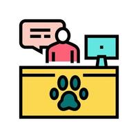 ilustração vetorial de ícone de cor de espaço de trabalho de trabalhador de abrigo para animais de estimação vetor