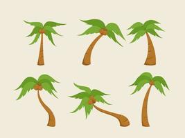 conjunto de coleção de ilustração vetorial de palmeira de coco único vetor