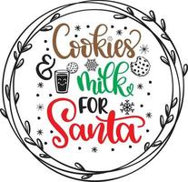 biscoitos e leite para arquivo vetorial de natal santa 2 vetor