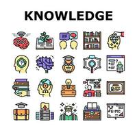 conjunto de ícones de inteligência de conhecimento e mente vetor