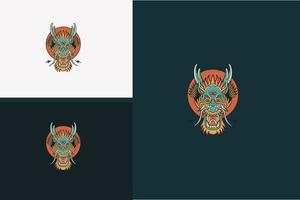 design de ilustração vetorial com raiva de dragão de cabeça
