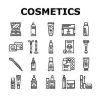 cosméticos para conjunto de ícones de tratamento de pele de rosto vetor