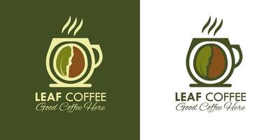 café em folha. design de logotipo de café vetor