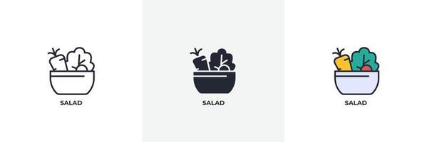 ícone de salada. linha, versão colorida de contorno sólido e preenchido, contorno e sinal de vetor preenchido. símbolo de ideia, ilustração do logotipo. gráficos vetoriais