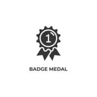 sinal de vetor de símbolo de medalha de distintivo é isolado em um fundo branco. cor do ícone editável.
