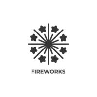 sinal de vetor de símbolo de fogos de artifício é isolado em um fundo branco. cor do ícone editável.