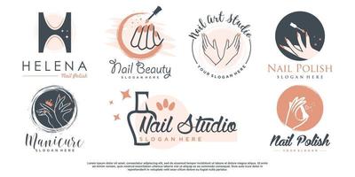 design de logotipo de unhas para vetor premium de beleza e moda