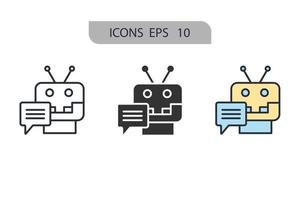 ícones do chatbot simbolizam elementos vetoriais para infográfico web vetor