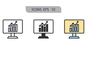 ícones de análise de negócios simbolizam elementos vetoriais para infográfico web vetor