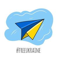 vetor de ilustração de avião voando no céu com campanha da ucrânia vetor de ilustração de avião voando no céu com campanha de ucrânia