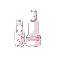 ilustração vetorial de cosméticos desenhada em estilo de arte de linha vetor