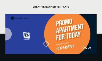 web de banner de boas-vindas criativo. modelo de design de banner de tema de apartamento. adequado para mídias sociais, promoção, publicidade vetor