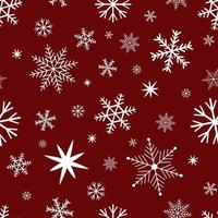 ilustração de flocos de neve brancos sobre fundo vermelho. padrão sem emenda de vetor. papéis de parede abstratos, embalagens, banner. vetor