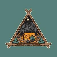 ilustração vetorial original em estilo vintage. vintage camping o fundo da montanha. design de impressão de camiseta de ilustração vetor