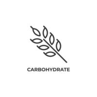 sinal de vetor de símbolo de carboidrato é isolado em um fundo branco. cor do ícone editável.