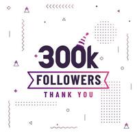 obrigado 300k seguidores, 300.000 seguidores celebração design colorido moderno. vetor