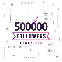 obrigado 500000 seguidores, 500k seguidores celebração design colorido moderno. vetor